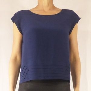 Joie Short Sleeve Blue Silk Top, Small